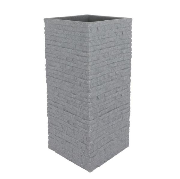 Ziegel-Säulentopf grau 26x26x60cm